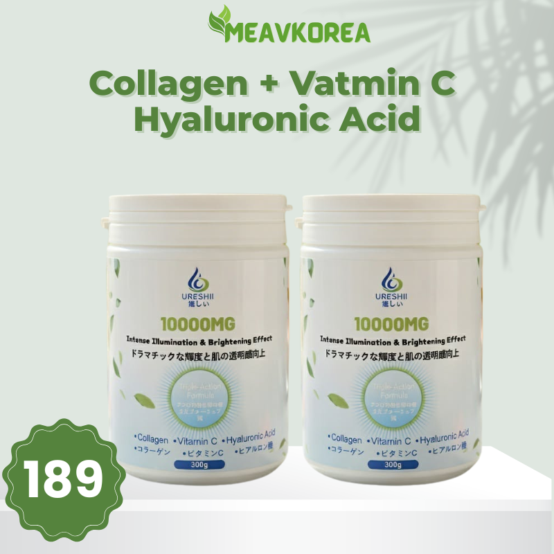 Ureshii collagen vitamin C hyaluronic acid 10000mg 2 bottle pack skin supplement