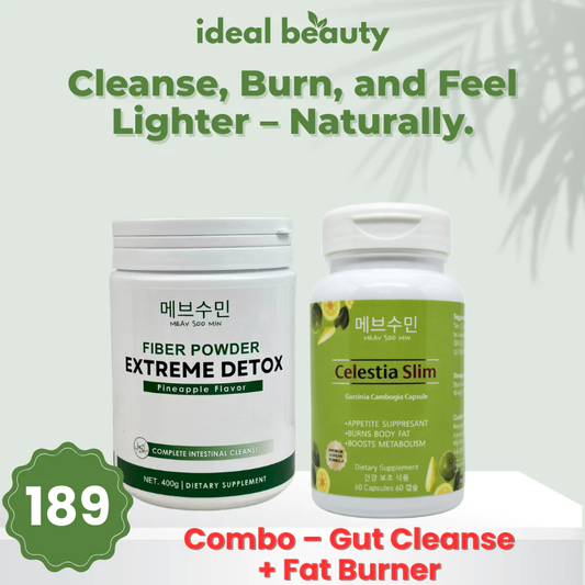Celestia Slim Garcinia Cambogia and fiber detox powder combo for gut cleanse and weight management