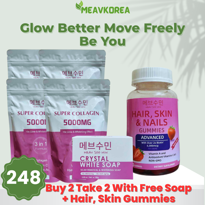 Super Collagen 5000mg buy 2 take 2 free with free soap and hair skin nails gummies combo