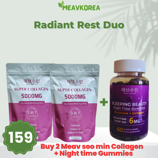 Radiant Rest Duo Meav Soo Min collagen 5000mg and sleeping beauty night gummies combo